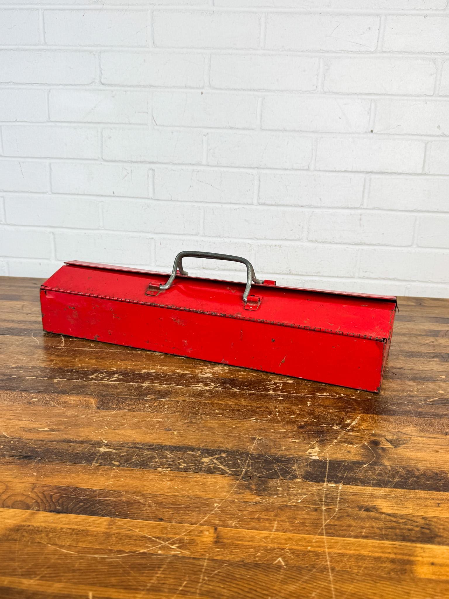 Vintage Red Metal Toolbox | Perfectly Distressed Industrial Tool