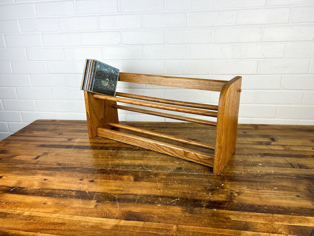 Vintage Two Levels Wood CD Holder Compact Disc Holder CD Rack Wooden CD