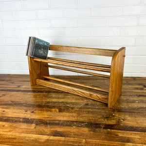 Vintage Two Levels Wood CD Holder Compact Disc Holder CD Rack Wooden CD Audio Storage 1990s Decor