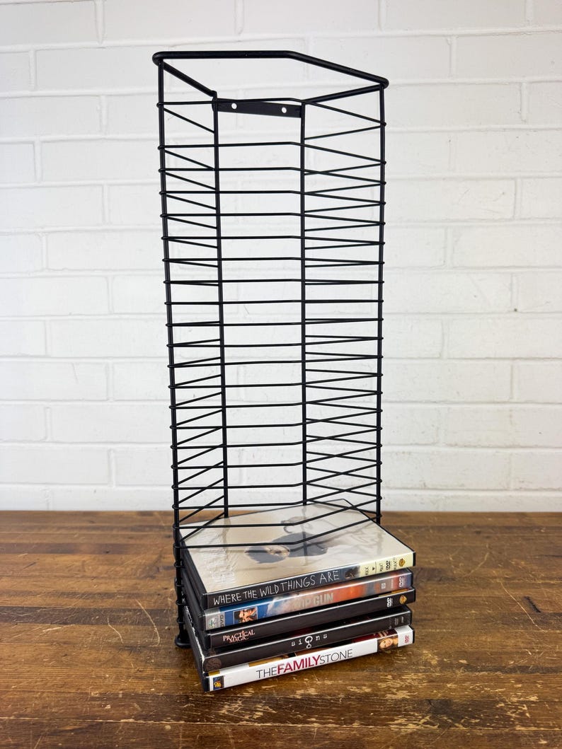Retro Dvd Rack Vintage Black Steel DVD Storage Rack | Wall Mount or Freestanding Media ...