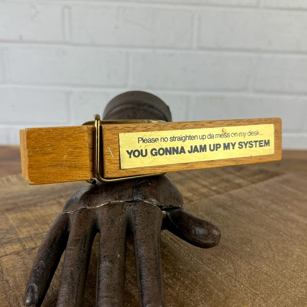 Vintage übergroße Holz Wäscheklammer mit Zitat Große hölzerne Wäscheklammer Riesen-Wäscheklammer Retro Büro Dekor