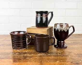 Juego de 4 tazas de café vintage, tazas de cafetería, artículos de restaurante, juego de tazas de café, juego de colección de tazas
