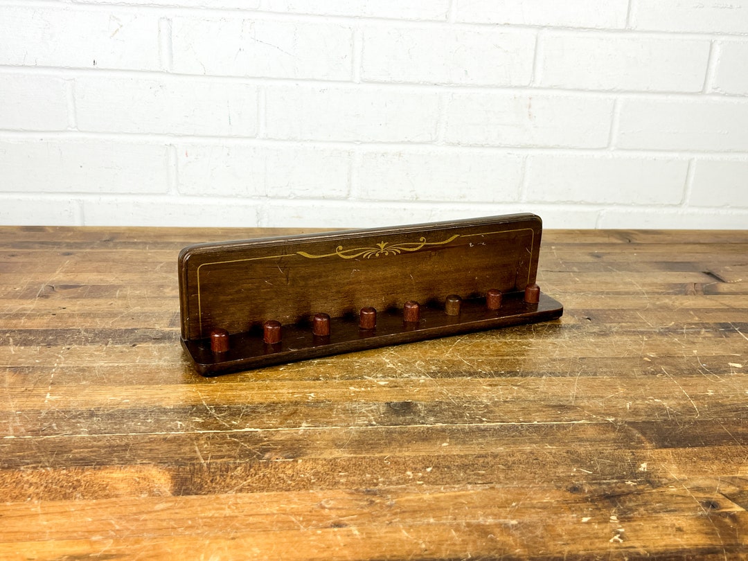Small Vintage Wood Thimble Display Wall Shelf With Pegs for Thimbles