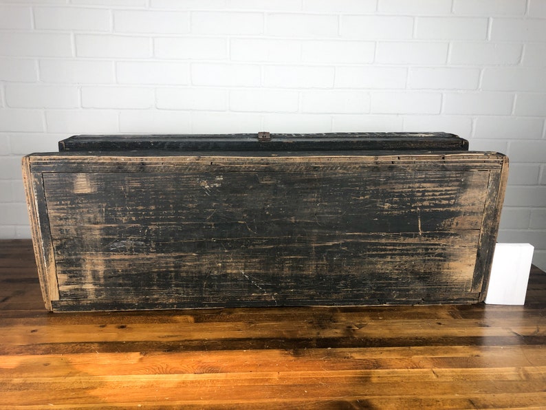 3 Feet Wide Large Black Wood Box With Hinged Lid Authentic Etsy