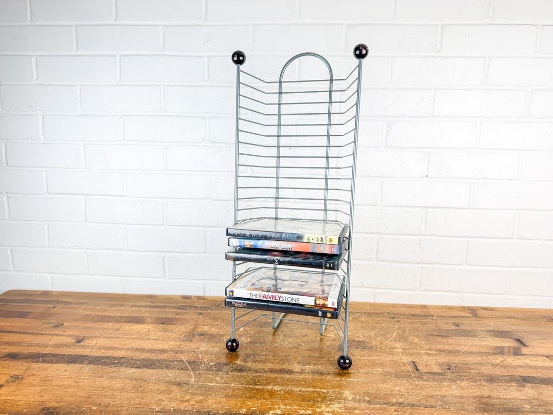 Retro Dvd Rack Vintage Metal DVD Rack | Silver DVD Holder for 23 Movies | Retro Media ...