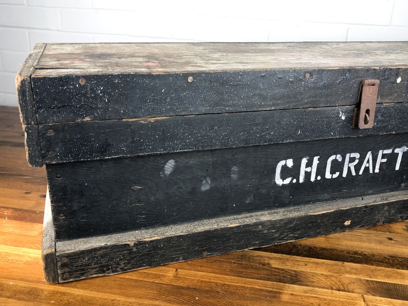 3 Feet Wide Large Black Wood Box With Hinged Lid Authentic Etsy