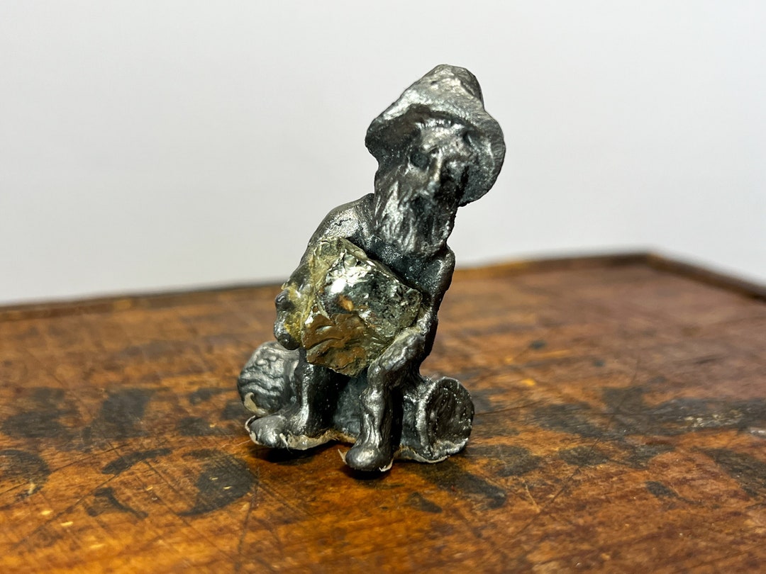 Vintage Pewter Gold Miner Figurine Tiny Silver Metal Miner Etsy