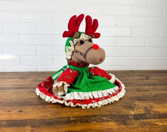 Vintage Handmade Reindeer Plush | 1980s Christmas Decor
