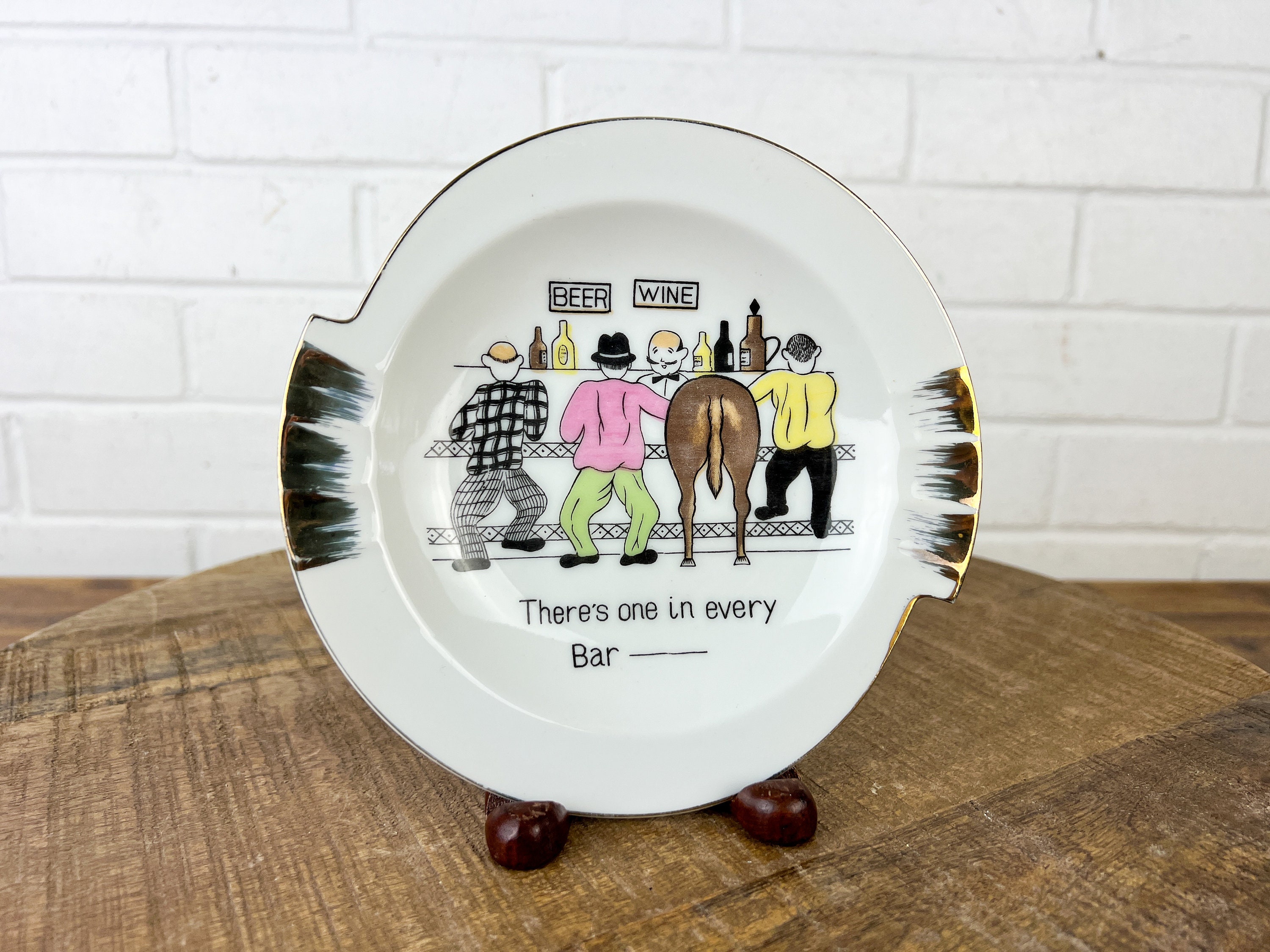 Funny Vintage Ceramic Ashtray: Bar Scene, Retro Decor - Etsy
