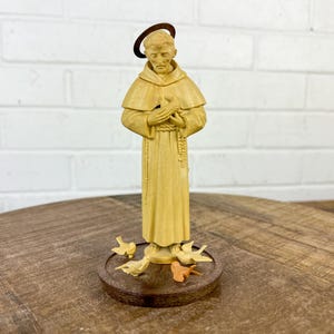 Vintage St Francis of Assisi Figurine with Birds Religious Decor Catholic
