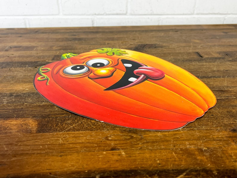 12 Vintage Halloween Jack O Lantern Wall Decor 1990s Beistle Double Sided Pumpkin to Hang From Ceiling Decor for Kids image 9