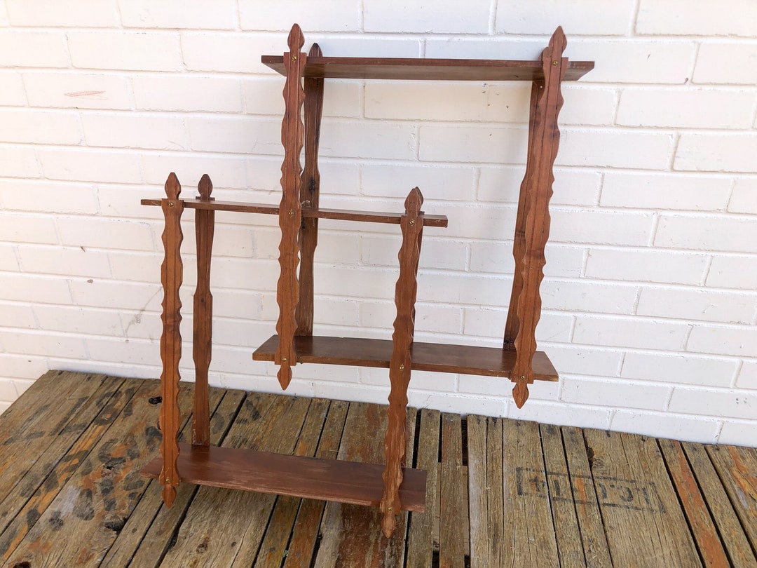 30x25 Antique Wooden Wall Shelf Authentic Vintage Brown Etsy