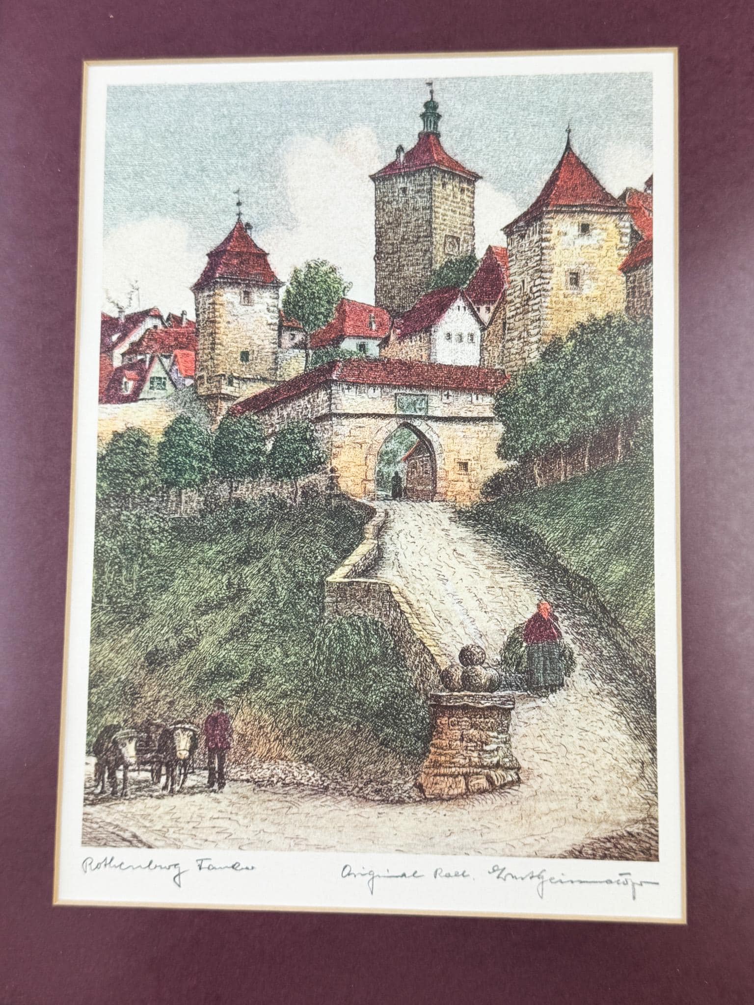 Ernst Geissendorfer Hand-colored Etching “rothenburg Tor” • Signed