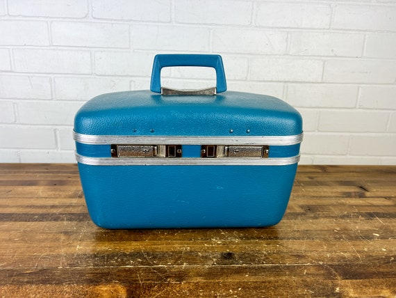 Vintage Blue Train Case Authentic Vintage Distressed Makeup Travel Case Storage Purse Luggage Etsy