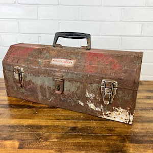 Industrial Rusty Craftsman Vintage Metal Toolbox Weathered Metal