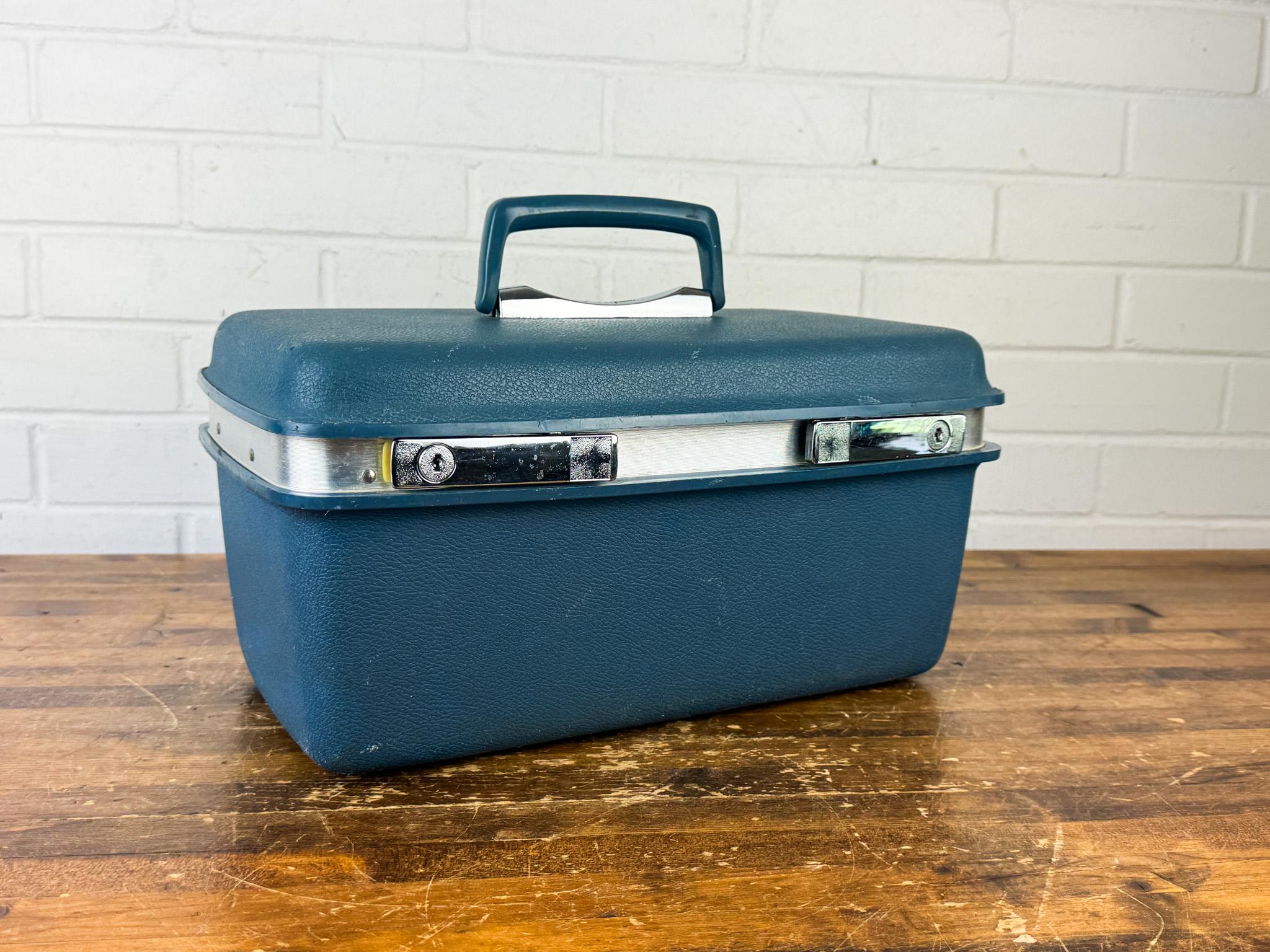 Vintage Samsonite Aspen Train Case | Blue Cosmetic Travel Storage