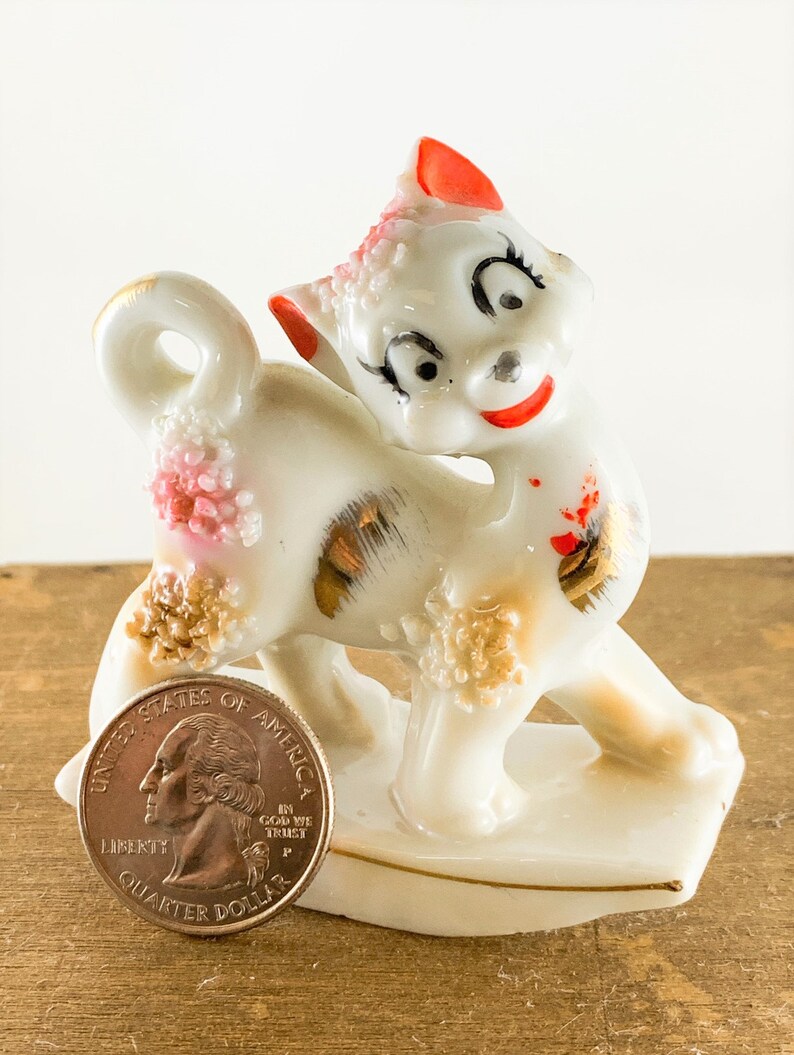 Vintage Rocking Cat Figurine Stamped Japan Old Kitty Figure Happy Cat