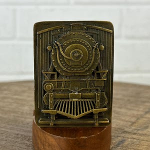 1970s Vintage Brass Train Belt Buckle by Indiana Metal Craft Steam Engine Train Conductor Train Lover Gift Loves Trains Locomotive