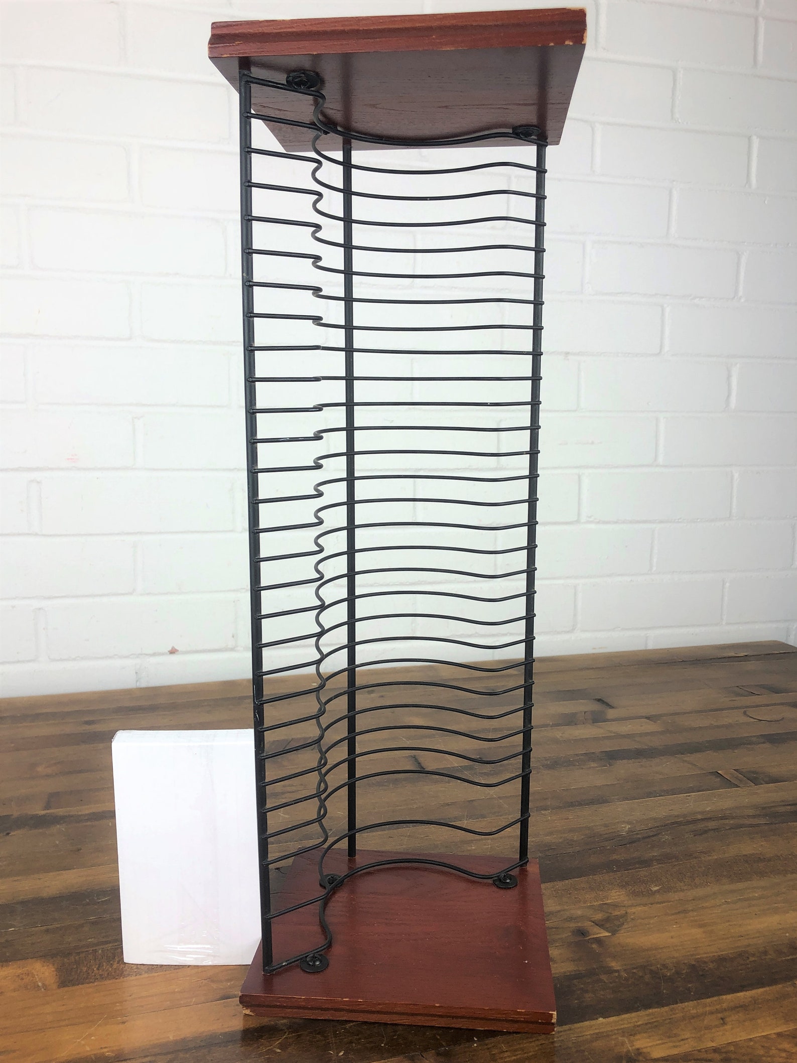 Vintage Wood and Metal Compact Disc Holder Holds 30 CDs Etsy