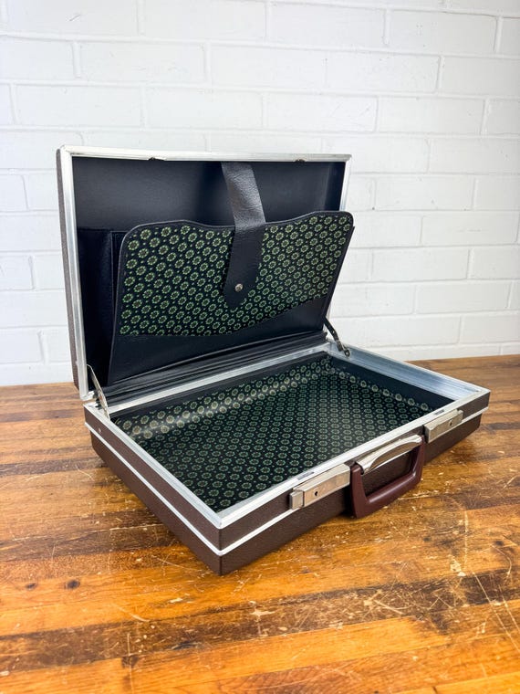 Hardshell Brown Briefcase with Silver Accents Bri… - image 2