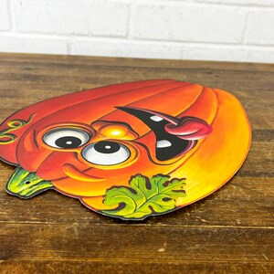 12 Vintage Halloween Jack O Lantern Wall Decor 1990s Beistle Double Sided Pumpkin to Hang From Ceiling Decor for Kids image 10