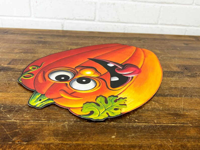 12 Vintage Halloween Jack O Lantern Wall Decor 1990s Beistle Double Sided Pumpkin to Hang From Ceiling Decor for Kids image 10