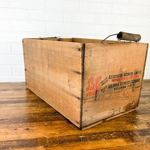 Vintage B.C. Wooden Fruit Crate with Metal Handles – Kelowna Growers Exchange Canada