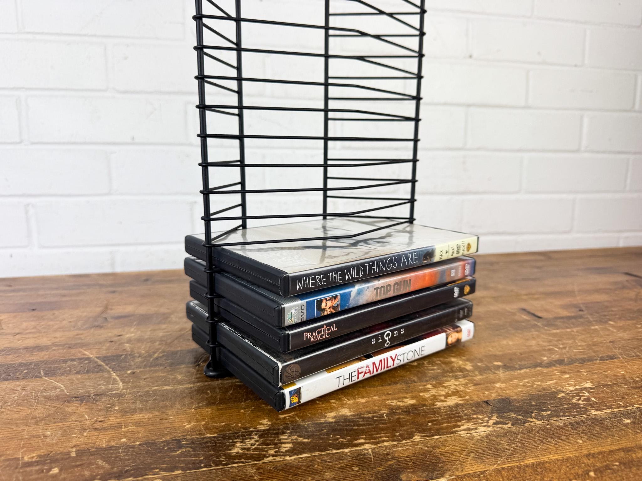 Vintage Black Steel DVD Storage Rack | Wall Mount or Freestanding Media ...