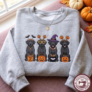 Black Lab Halloween Embroidered Sweatshirt, Ghost Boba Labrador Tee, Spooky Dog Lover Gift