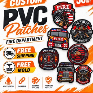 Custom PVC Fire Department Patches, Firefighter Patch, 3D PVC Morale Patch, Fire Dept Badge, Wholesale Custom Patches
