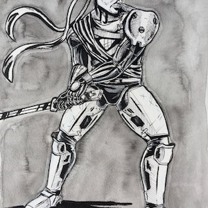 Kenshi,  original pen and ink drawing by Sophia Cox Inktober Day 24