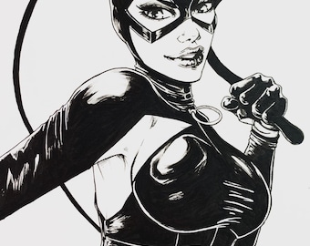Original Catwoman comic book illustration