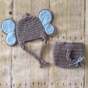 Crochet Photo Prop , Elephant Costume, Elephant Hat, Elephant Baby Shower, Elephant Baby Shower Gift, Elephant Photo Props