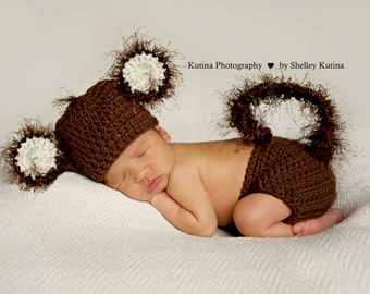 Crochet Photo Prop, Monkey Costume, Monkey Beanie, Baby Shower Gifts, Photo Props, Baby Monkey, Baby Gift, Crochet Gift, Crochet Prop