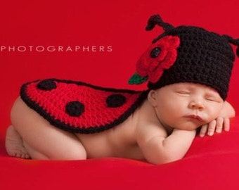 Beginner's Crochet Pattern for Ladybug or Ladybird Newborn Photography Prop or Baby Shower Gift