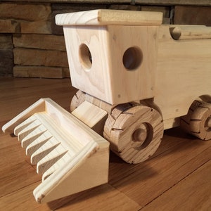Handmade Wooden farm combine toy