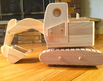 Handmade Wooden Excavator Toy