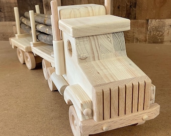 Handmade  Wooden log truck toy