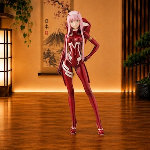 Zero Two-figur, Darling in the FranXX-animestaty, 23 cm röd kostym, samlarobjekt, anime-displaydekor, Zero Two-present
