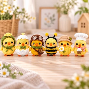 6-in-1 Baby Chick Crochet Pattern, Amigurumi Chicken Set, Easter Chick Patterns, Cute Kawaii Crochet Animals, DIY Download