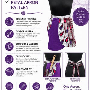 Patrón de costura para delantal Gloria June Petal – Ideal para principiantes (Descarga en PDF)