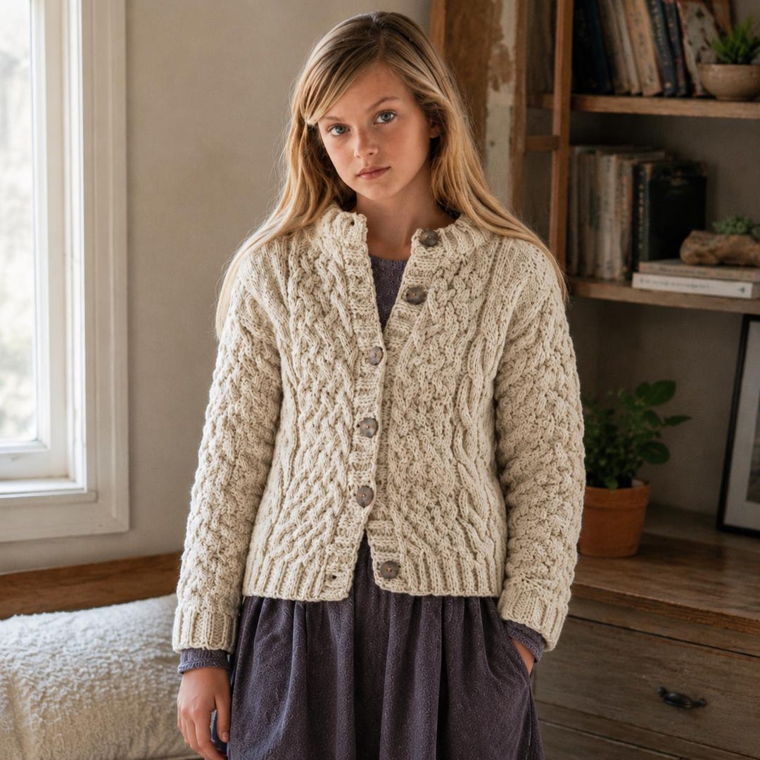 Loading Button Card Cable Cardigan Knitting Pattern | Textured Knit Cardigan Pattern ...