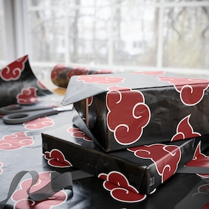 Papel de regalo de Naruto Akatsuki, papel de regalo de Navidad de anime, papel de embalaje para regalos de fans de los ninjas imagen 2
