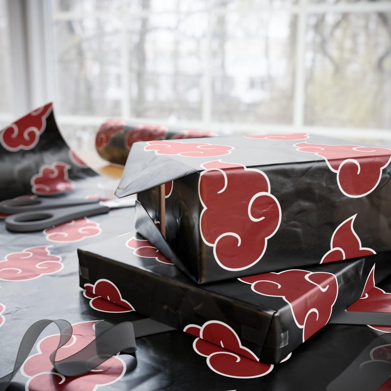Papel de regalo de Naruto Akatsuki, papel de regalo de Navidad de anime, papel de embalaje para regalos de fans de los ninjas imagen 2