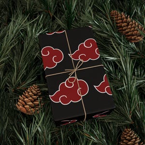 Papel de regalo de Naruto Akatsuki, papel de regalo de Navidad de anime, papel de embalaje para regalos de fans de los ninjas imagen 1