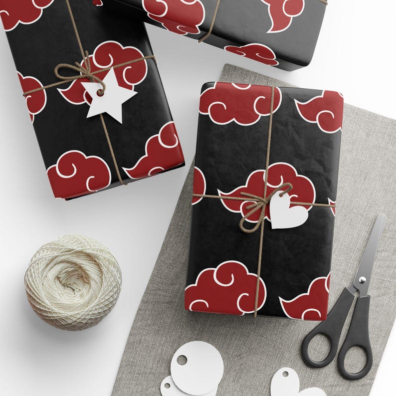 Papel de regalo de Naruto Akatsuki, papel de regalo de Navidad de anime, papel de embalaje para regalos de fans de los ninjas imagen 4