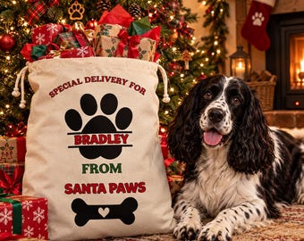 Personalised  Dog Christmas Sack – From Santa Paws