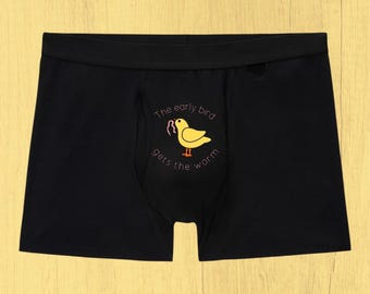 Funny Bird Boxers : The Early Bird Gets The Worm