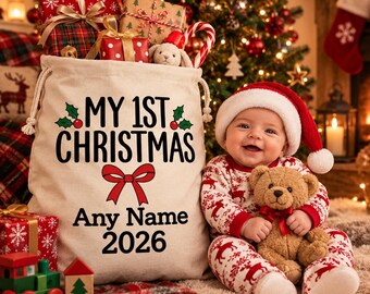 Personalised  My 1st Christmas Sack – Name and Year