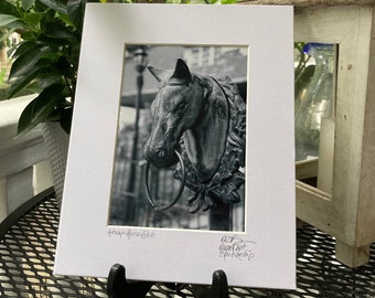 Horse Hitching Post Small Matted Art